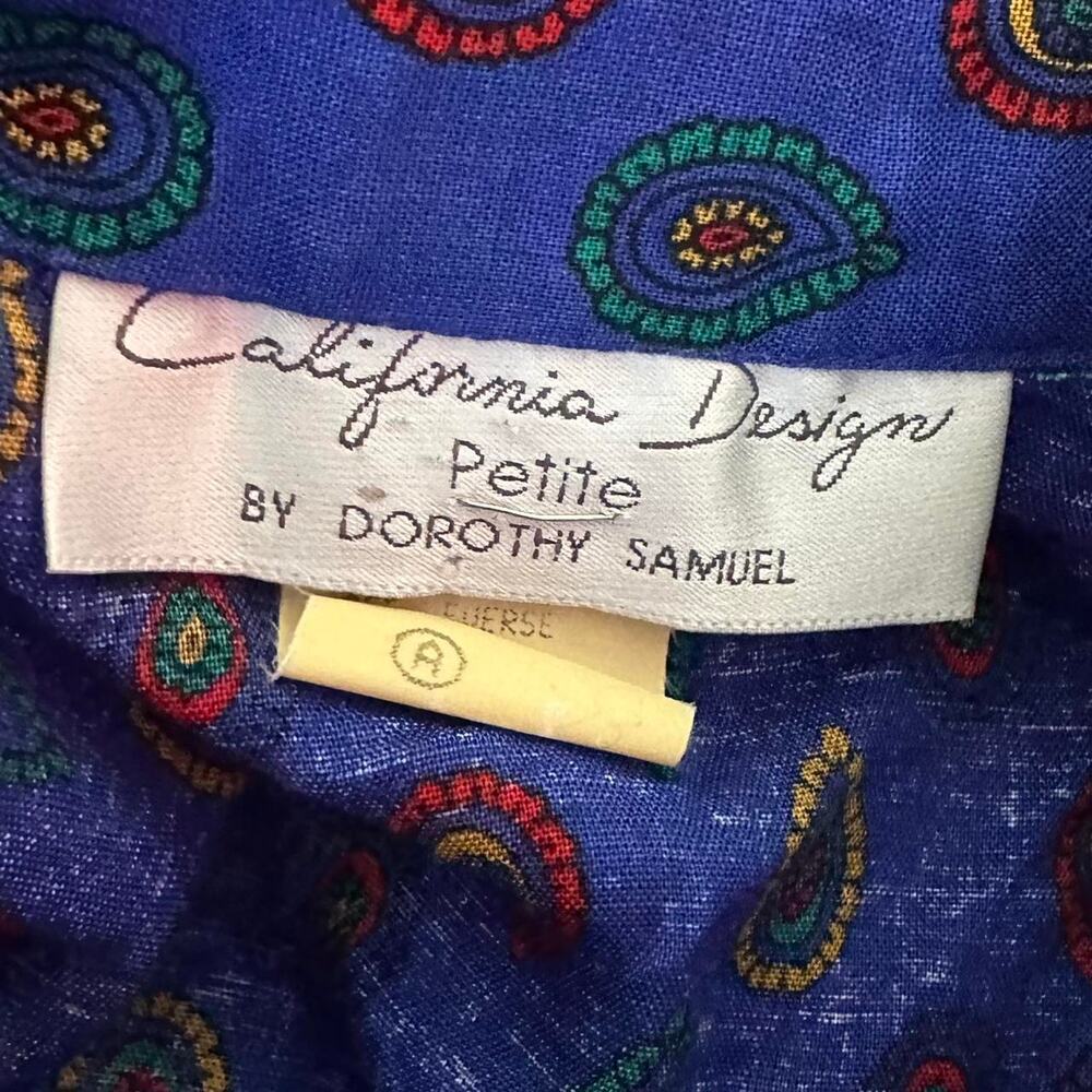 Vintage Dress Womens Size 8P Blue Paisley Collar Long Sleeve Retro Abstract - Picture 7 of 8